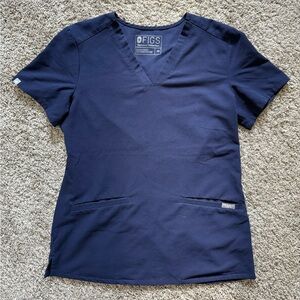 FIGS Casma Three-Pocket Scrub Top Women's XS Navy Blue